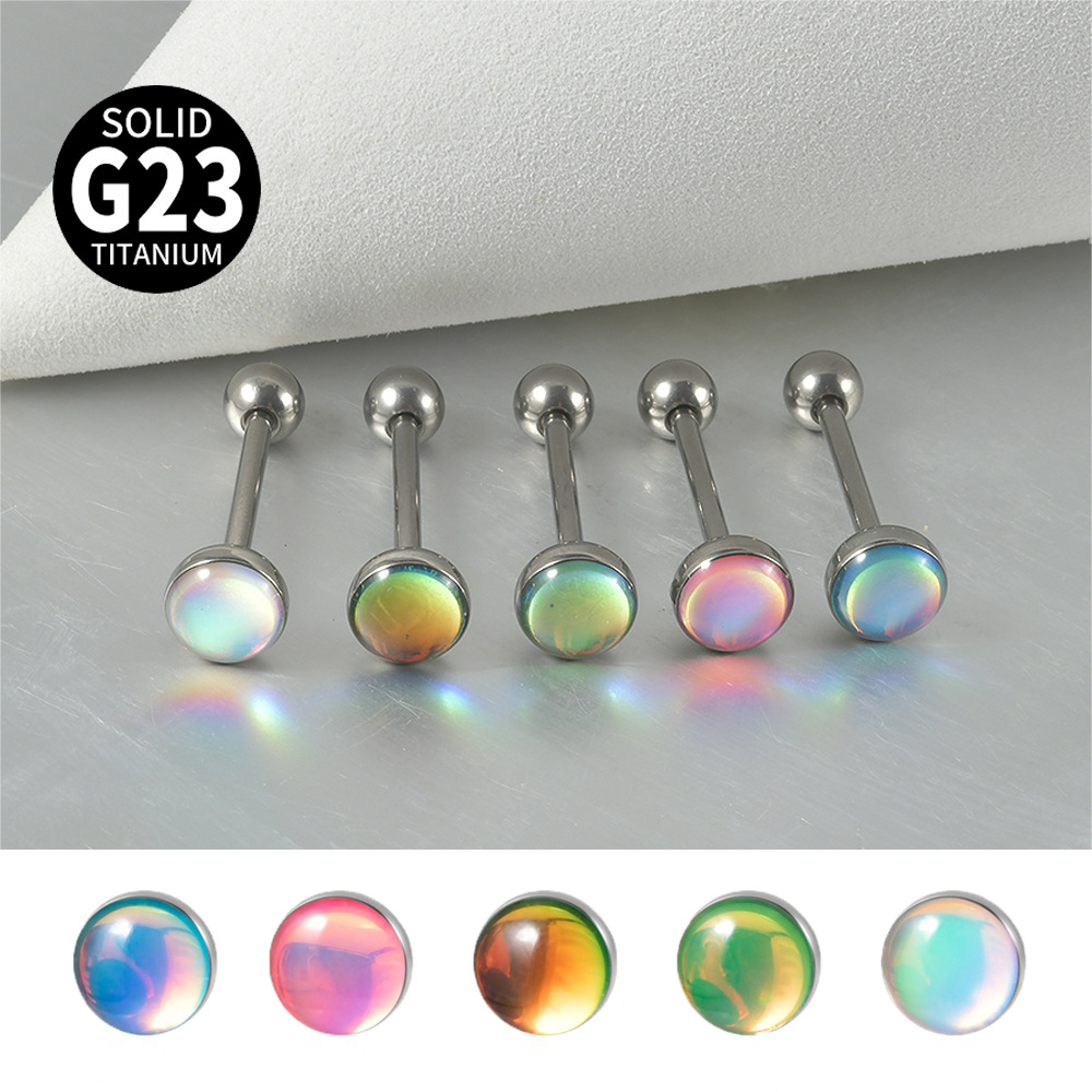 Hypoallergenic G23 Solid Titanium Enamel Tongue Rings Straight Barbells Tongue Piercing Jewlery