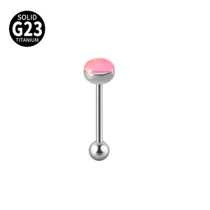 Hypoallergenic G23 Solid Titanium Enamel Tongue Rings Straight Barbells Tongue Piercing Jewlery