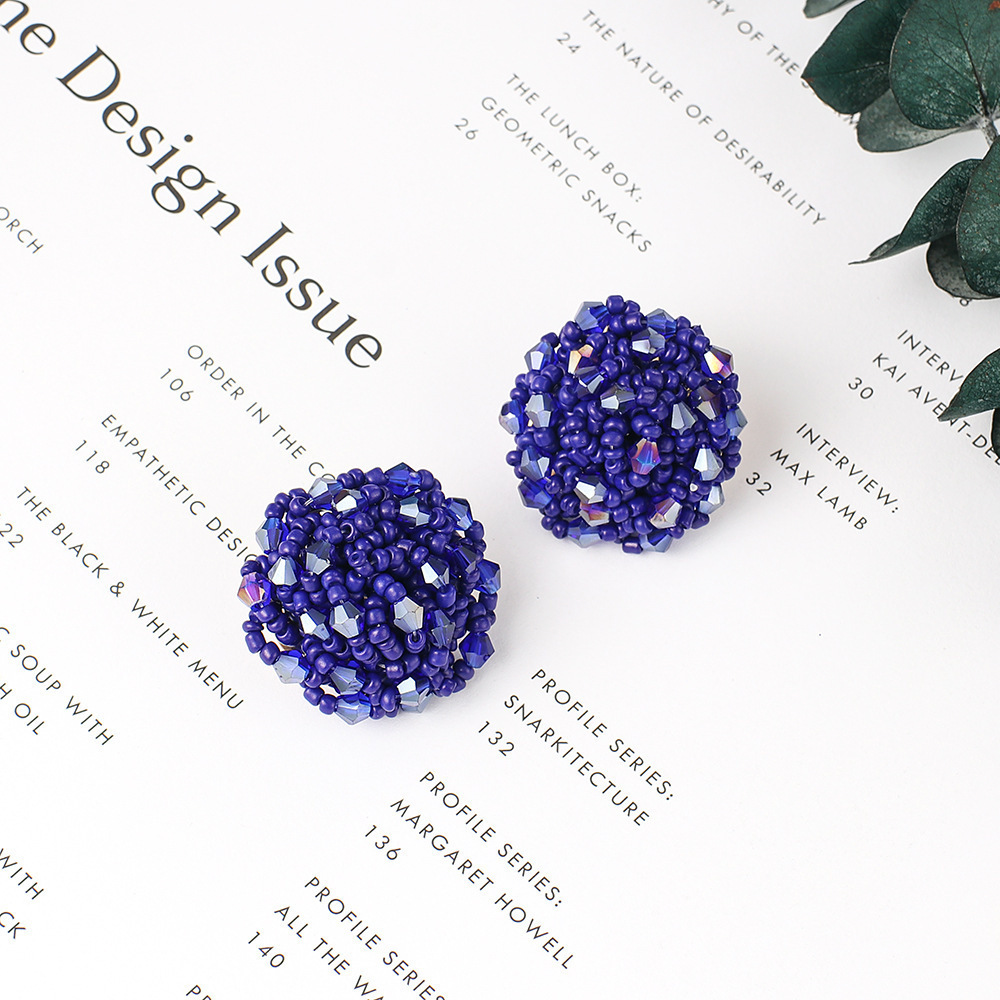 2023 New Handmade Crystal Beads Beaded Earrings For Women Gift Seed Bead Stud Earrings