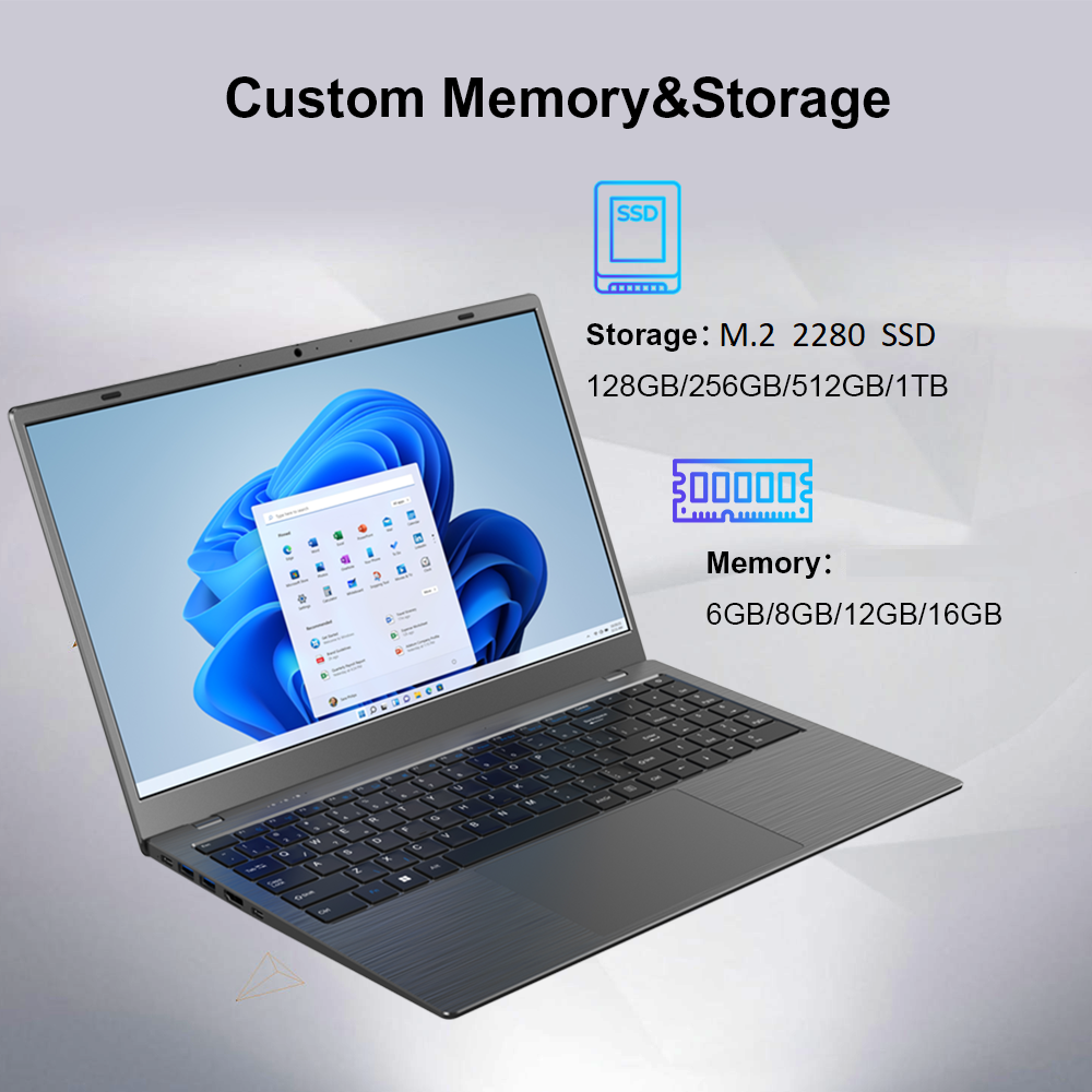 15.6 Inch 12GB RAM 128GB 256GB 512GB 1TB SSD Win11 wholesale Laptop i5 i7 Home School Business Notebook Computer