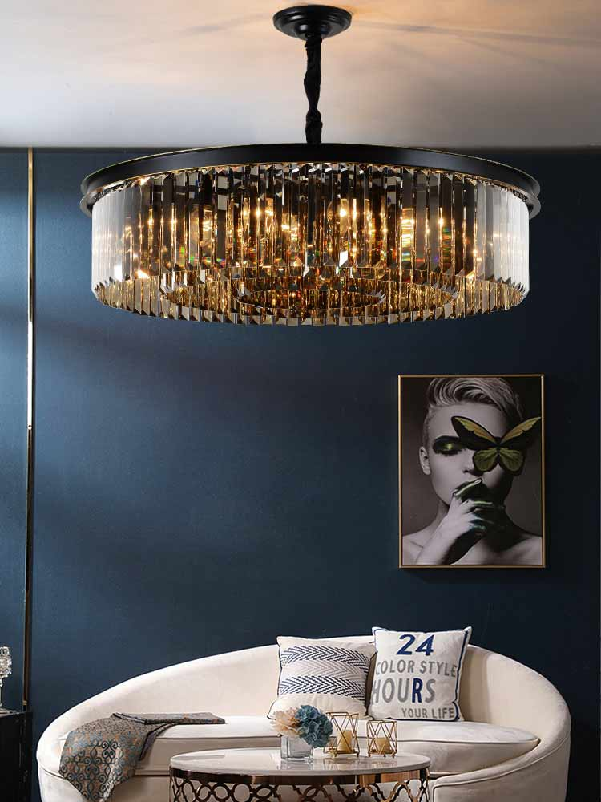 Luxury Ring Lamp Pendant Lights For Living Room Hotel Restaurant Hanging Lights Led Round Crystal Circle Chandelier