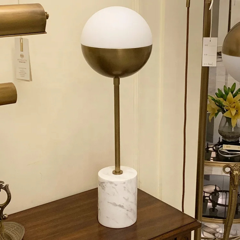 Modern Nordic Indoor Office Marble-bottom Desk Lamp Lighting Decoration Brass Led Desk Lamp