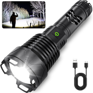 High lumen rechargeable flashlight Led 5 modes with USB cable suitable for camping flashlights high lumens rechargeable