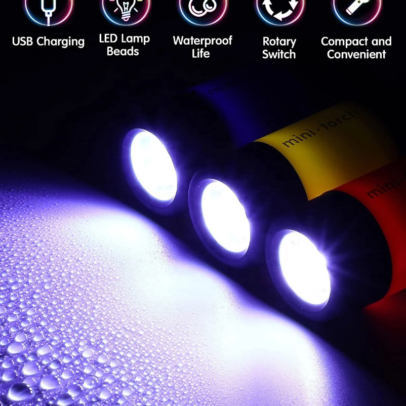 Mini Keychain Flashlight Self-defense Alarm Bulk Usb Rechargeable Pocket Led Flashlight