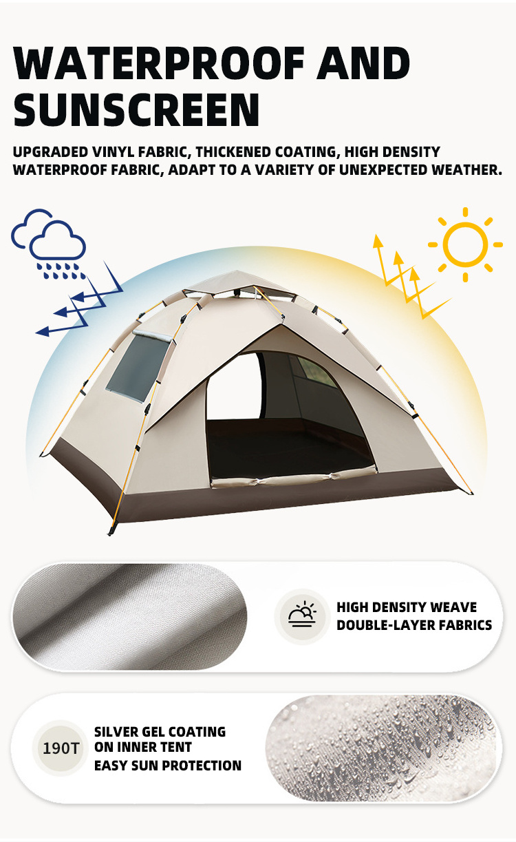 Fully Quick Open Portable Large Interior Space Tents Camping Outdoor Waterproof Automatic Camping Tent For Family Party Travel