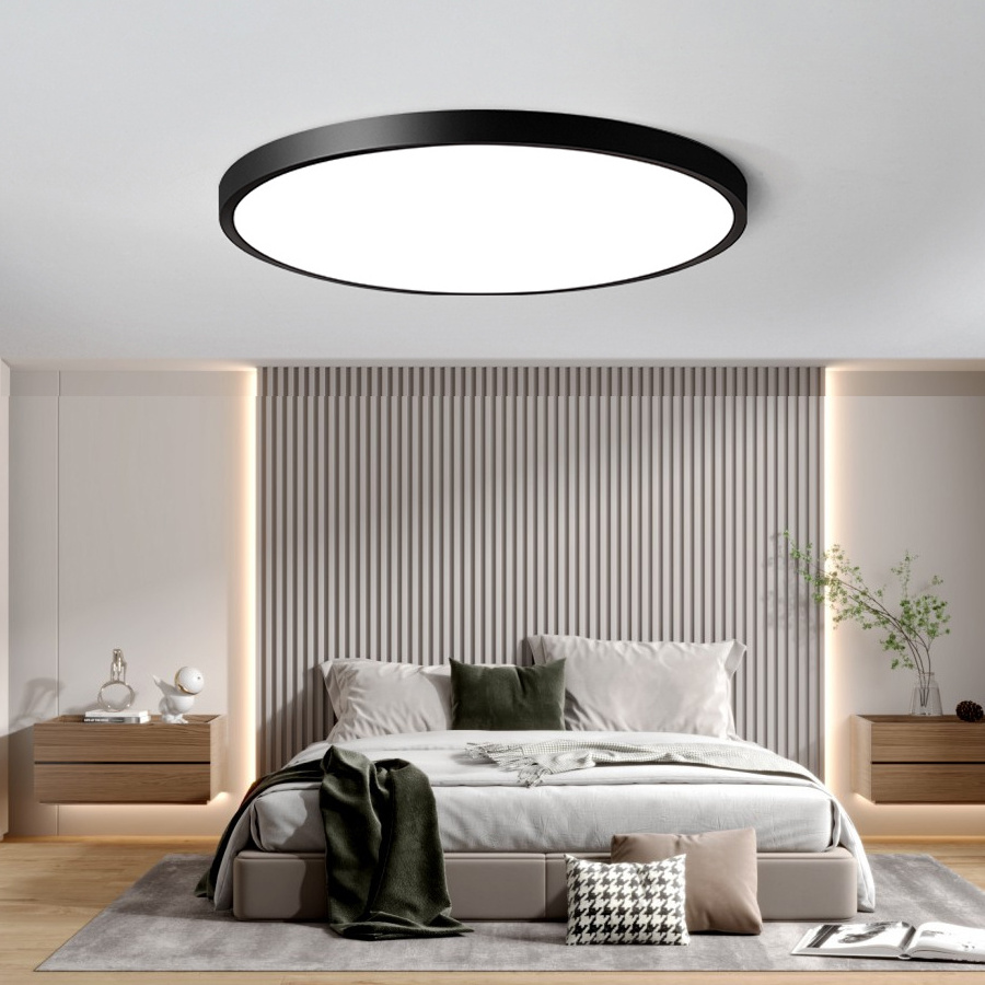 Factory Supply Indoor Bedroom Surface Mount Ceiling Ultra Thin Round White Black Home Kids Bedroom Kitchen Led Ceiling Light