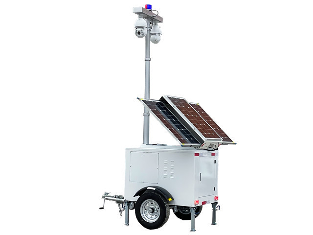 Mobile Trailer Cctv Camera Simple Powered Portable Power Lighting Emergency Telescopic Mast Surveillance Solar Light Tower