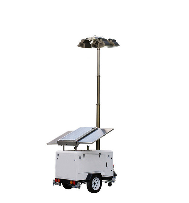 Mobile Trailer Cctv Camera Simple Powered Portable Power Lighting Emergency Telescopic Mast Surveillance Solar Light Tower