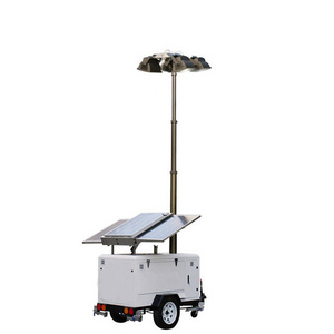 Mobile Trailer Cctv Camera Simple Powered Portable Power Lighting Emergency Telescopic Mast Surveillance Solar Light Tower