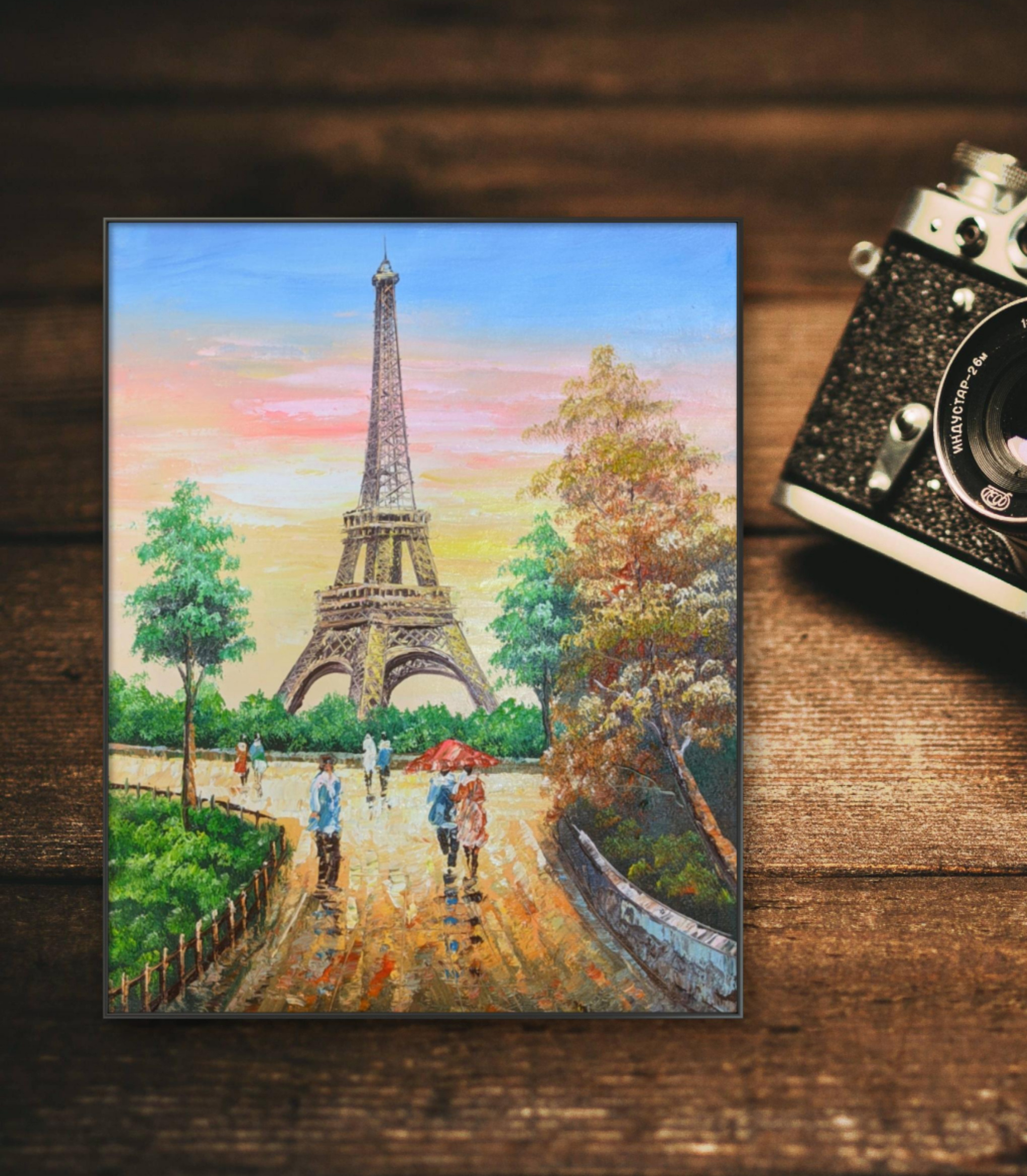 Handmade oil painting modern home decoration Eiffel Tower Large quantity of low prices  small size wholesale canvases