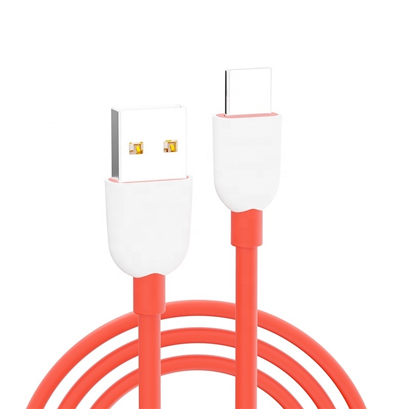 Silicon USB A to C cable for type-c Quick Charger silicone USB-c sync data transfer type c fast charging cable