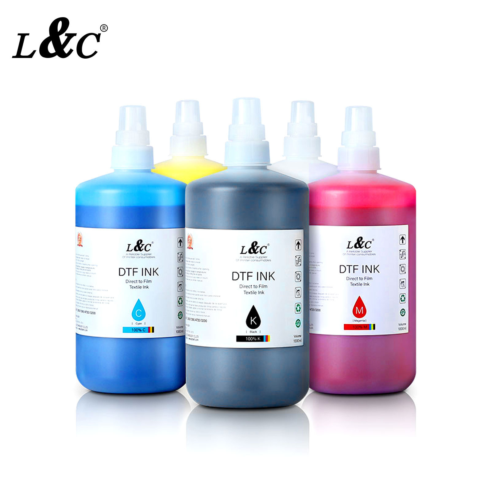 L&C Factory Direct Sales oem 1L dtf white ink 1000ml High Quality dtf Inks For Epson I3200 L1700 Printer