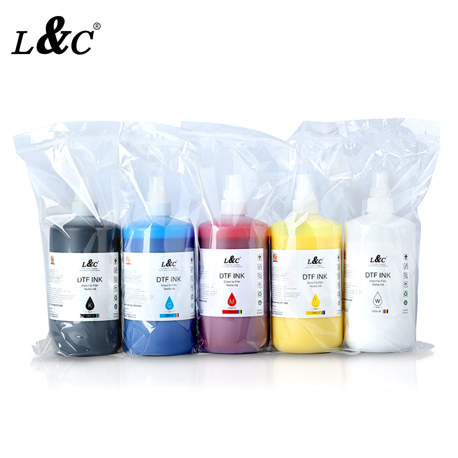 L&C Factory Direct Sales oem 1L dtf white ink 1000ml High Quality dtf Inks For Epson I3200 L1700 Printer