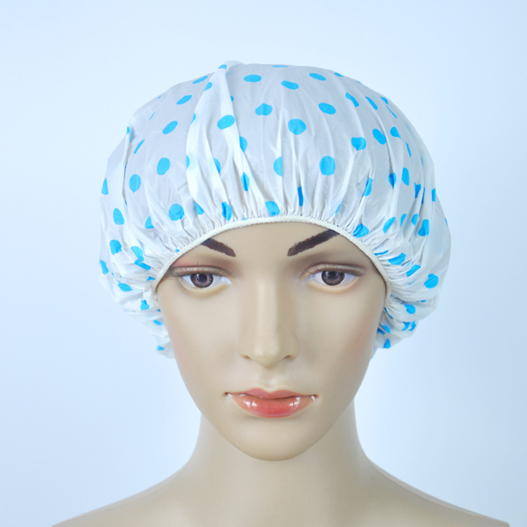 print logo Elastic Reusable Waterproof PVC Plastic Shower Cap