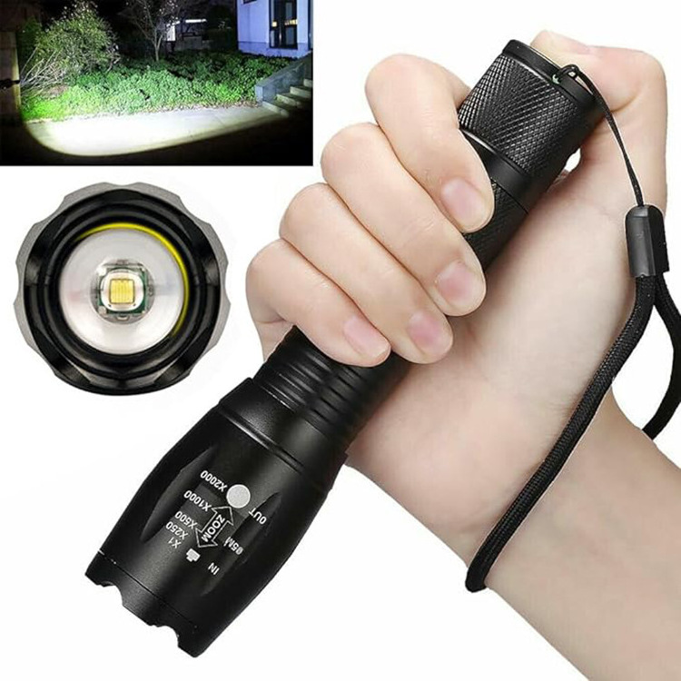 Rechargeable Small Flashlight Powerful Tactical Flashlight with Zoomable Water Resistant Torch for Hiking Camping