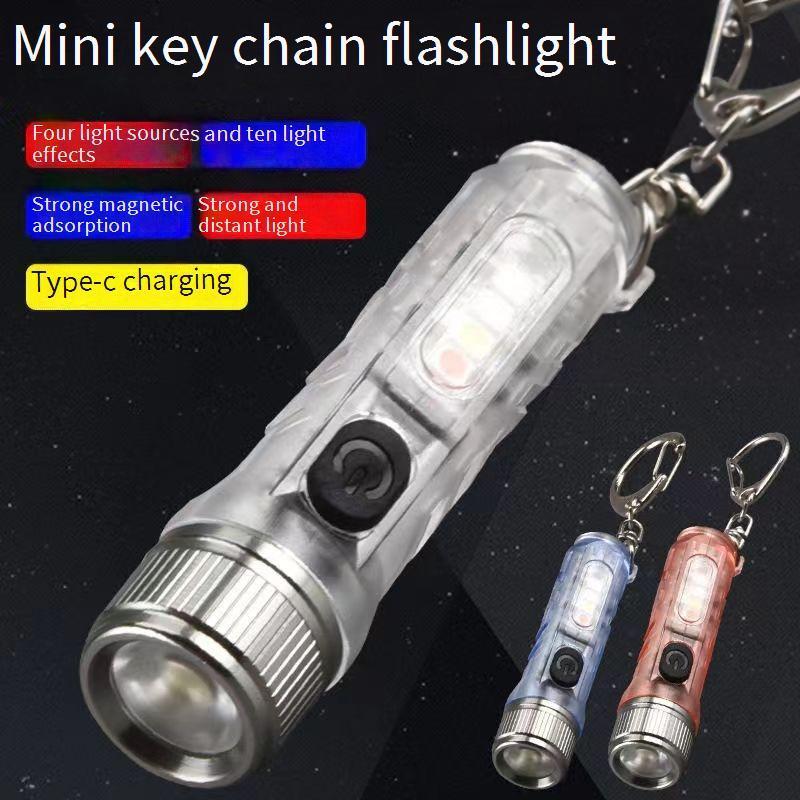 Mini Flashlight USB Rechargeable Keychain Small Flashlights 11 Modes Pocket EDC Flash Light with Clip for Camping Hiking