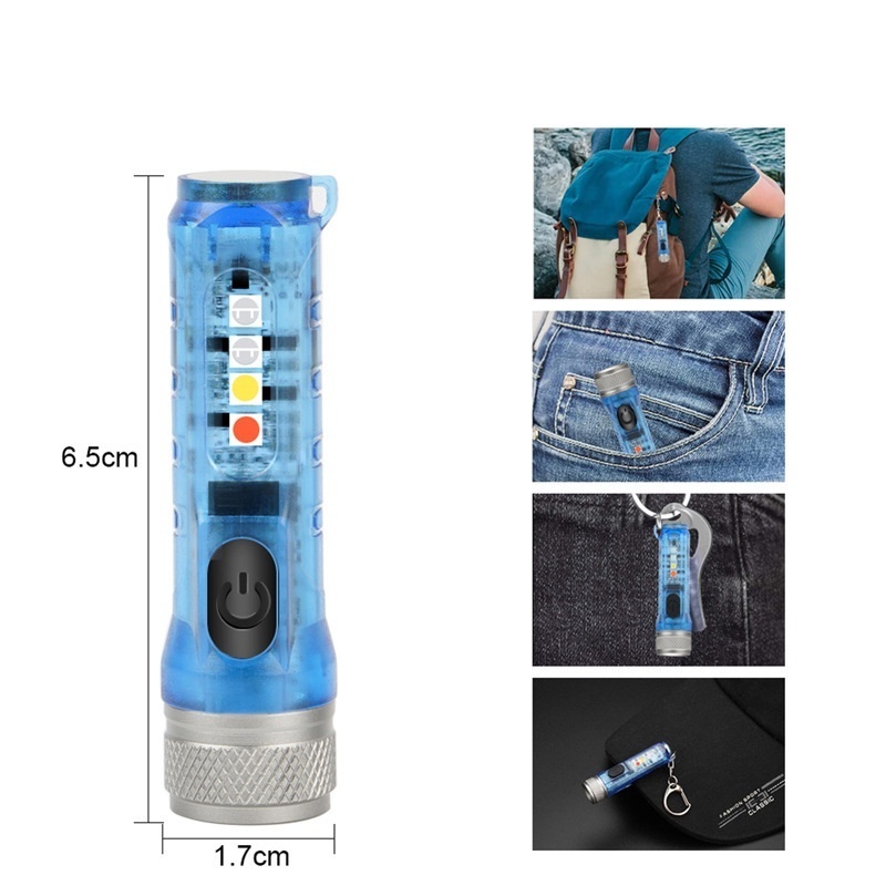 Mini Flashlight USB Rechargeable Keychain Small Flashlights 11 Modes Pocket EDC Flash Light with Clip for Camping Hiking