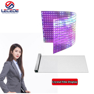 Lecede Shop Indoor Grille Curtain Glasses Floor Window Advertising Crystal Film Adhesive Transparent Led Display Panel Screen