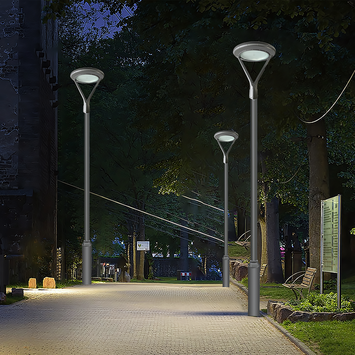 Led Luminaria Pole Mounted Aluminum Outdoor Road Street Pathway Parklot Home Yard Lawn Waterproof Ip65 Garden Light