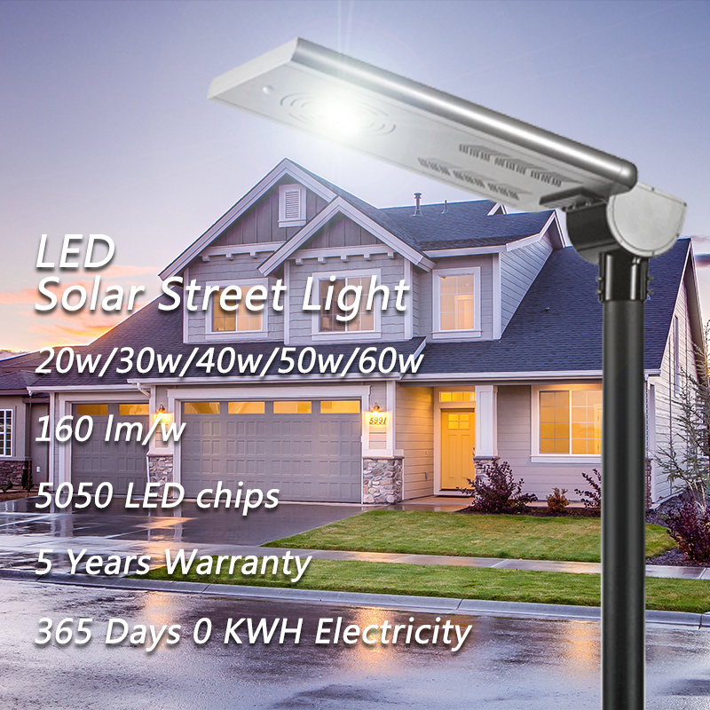 High Quality All In One Integrated Street Lamp 40w 60w 100w Outdoor Waterproof Ip65 Led Solar Street Light