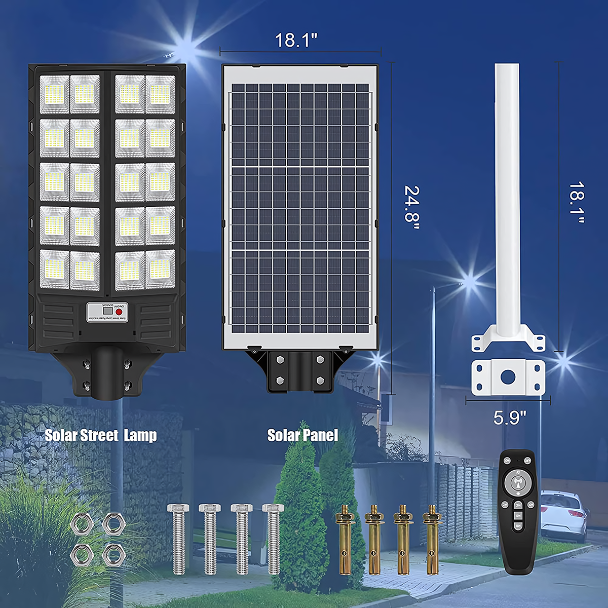 ABS Plastic Solar Street Light With Remote Control Outdoor IP65 Waterproof 600W 800W 1000W Solar Street Light