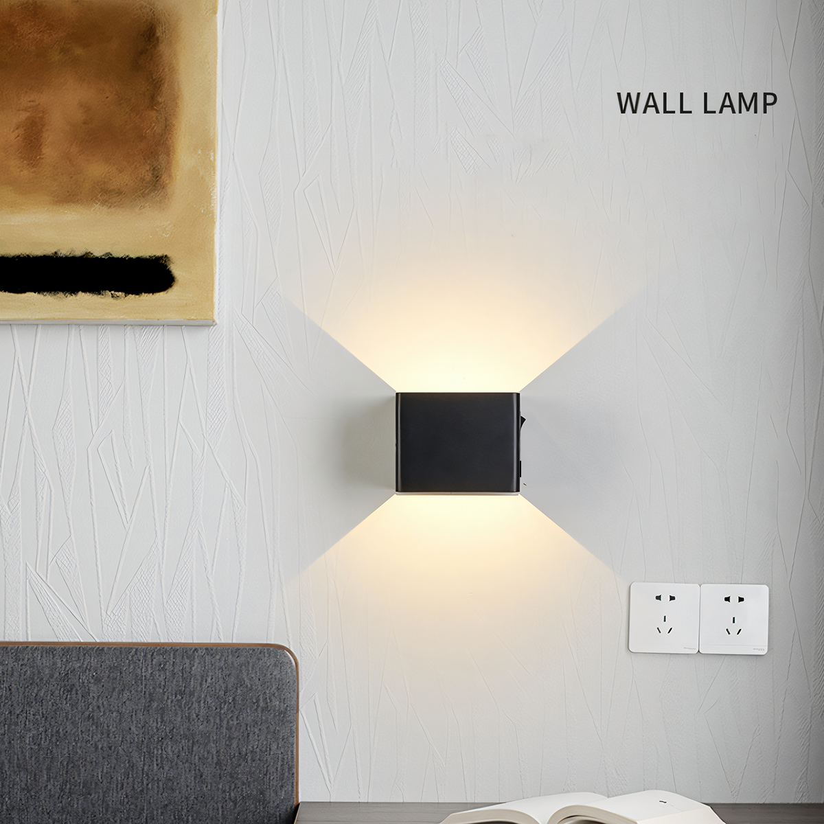 Square Magnetic Aluminum Wall Lamp Motion Sensor Wall Light Black Rechargeable LED Wall Light With Sensor Battery Operated