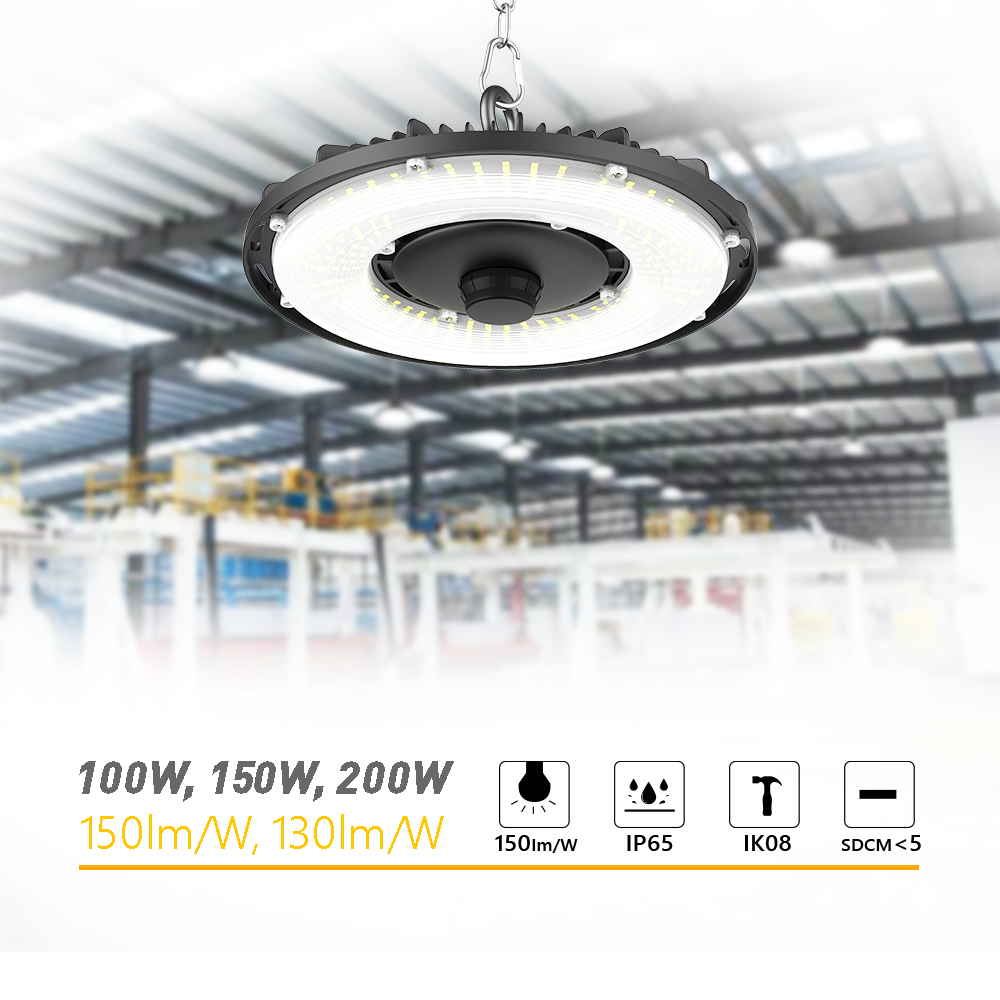 Multifunction Waterproof Emergency Industry Highbay Lighting Outdoor IP65 Waterproof Ufo Led High Bay Lights For Shopping Mall