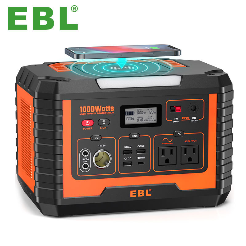 EBL Waterproof Camping Solar Portable Power Station Generator 1000W