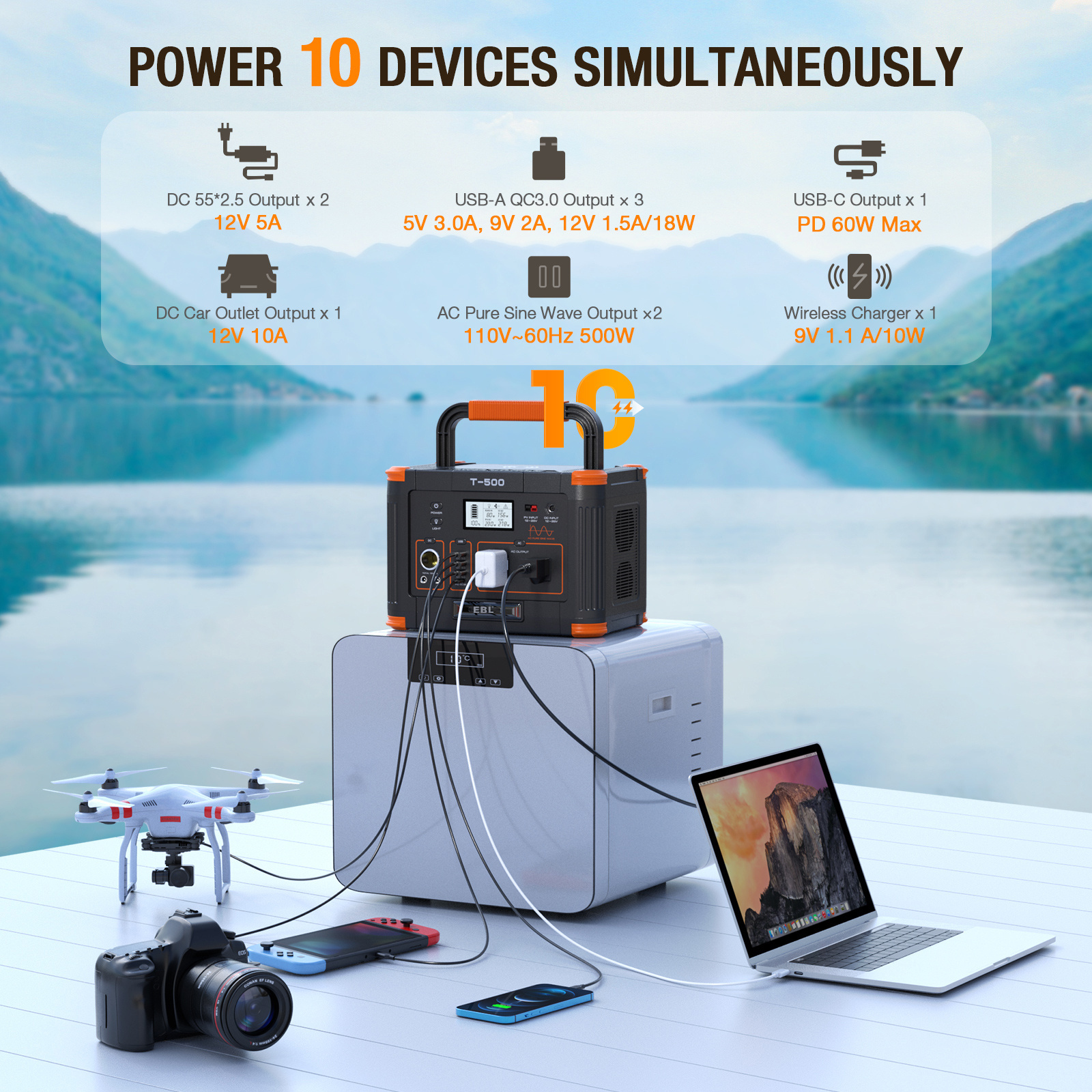 Outdoor Portable Power Station 330w 500W 1000w High-power Emergency Power Supply With 100W Portable Solar Panel