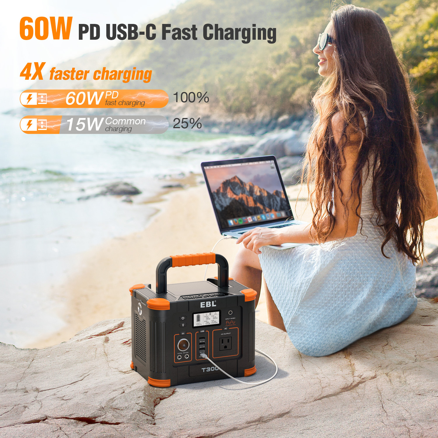 US Portable Power Generator 300W 500W 1000W Solar Rechargeable Station For Outdoor Emergency Power Supply