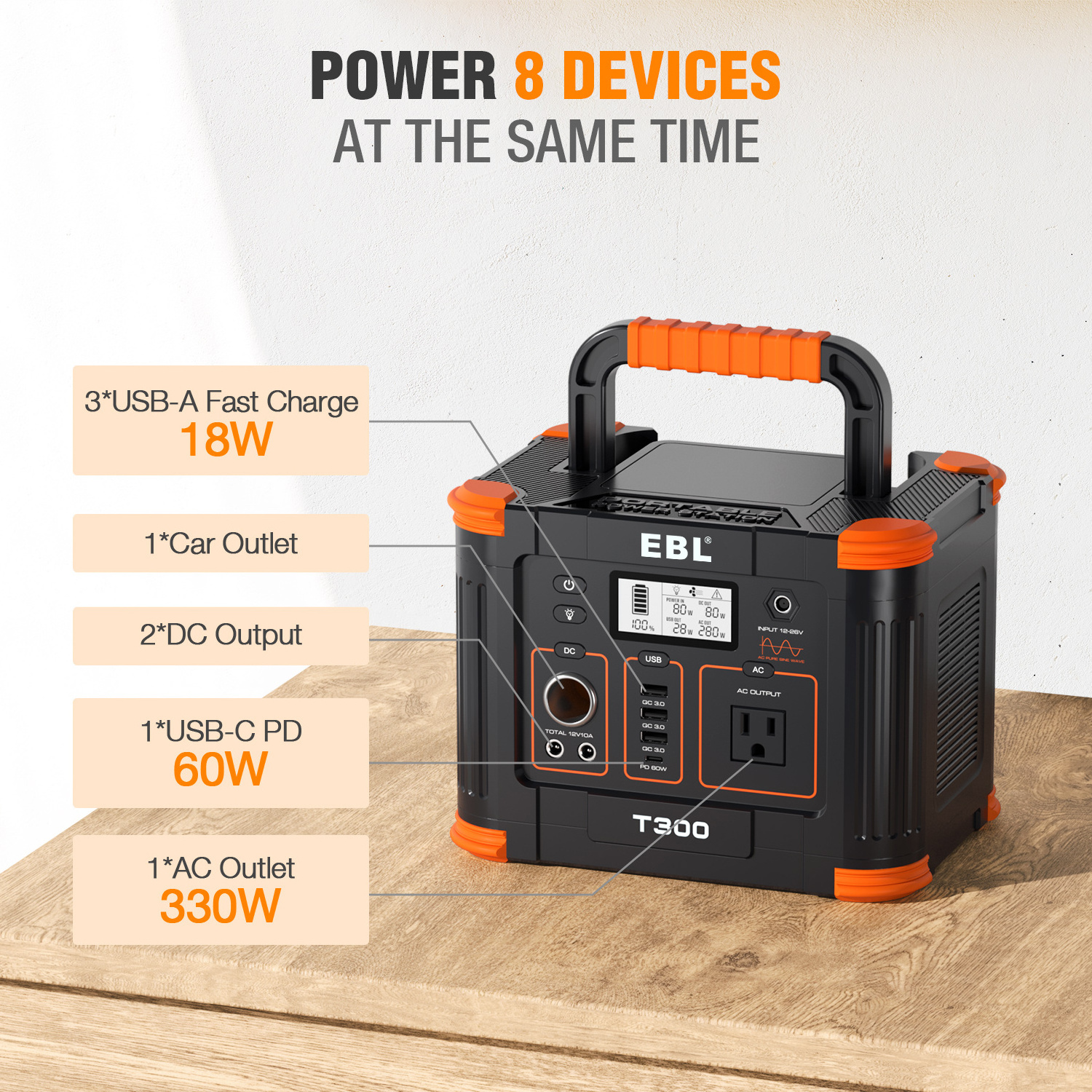 US Portable Power Generator 300W 500W 1000W Solar Rechargeable Station For Outdoor Emergency Power Supply