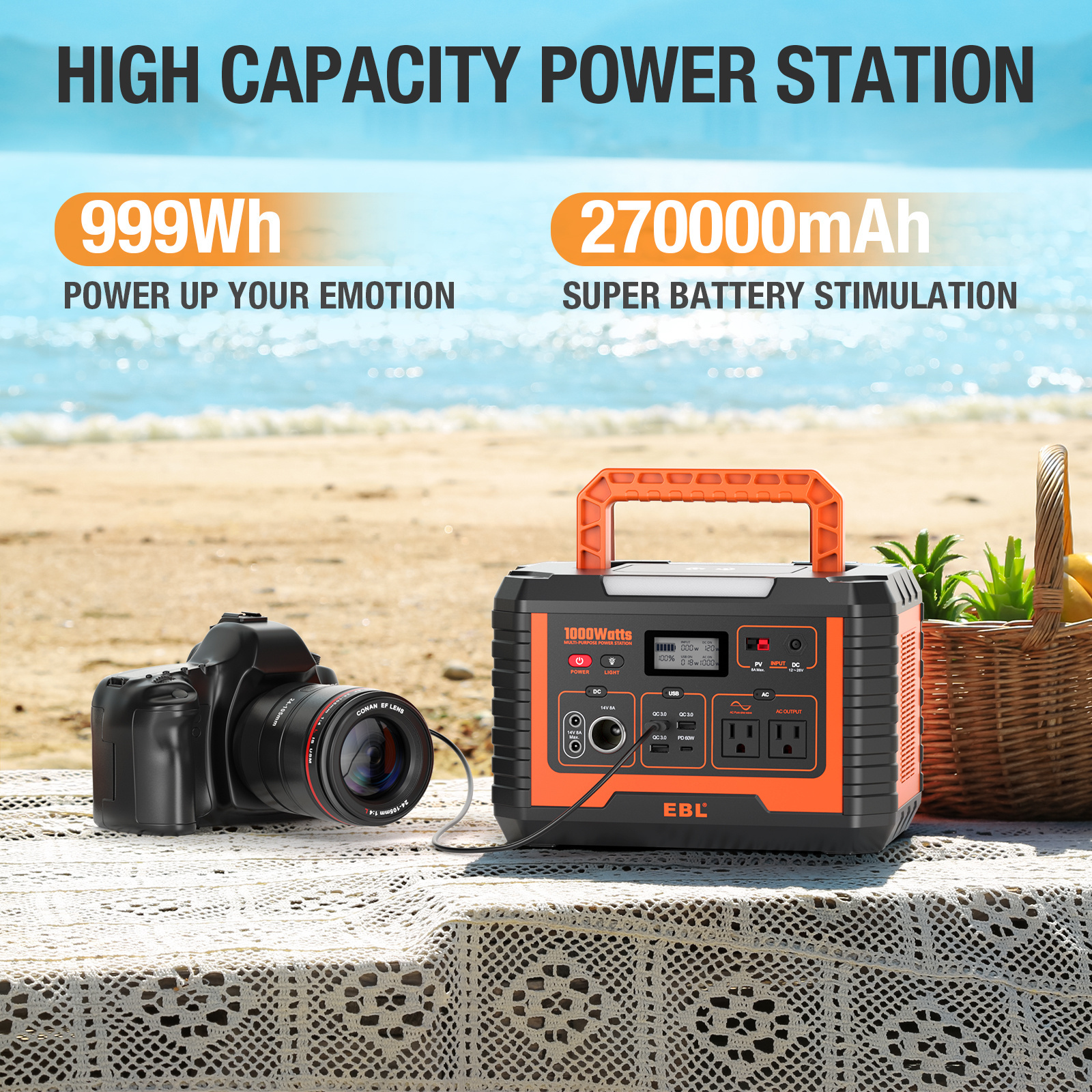 1000 Watt Portable Power Stations Portable Power Station 220V Portable Power Station For Outdoor Camping Hiking