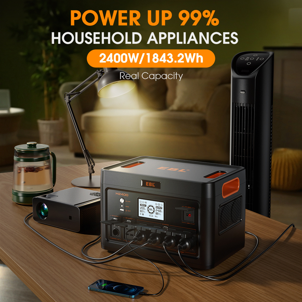 Superior Lifepo4 Lithium Ion Battery Solar Generator 2400W Portable Camping Ac 2400W Power Station For Home Use