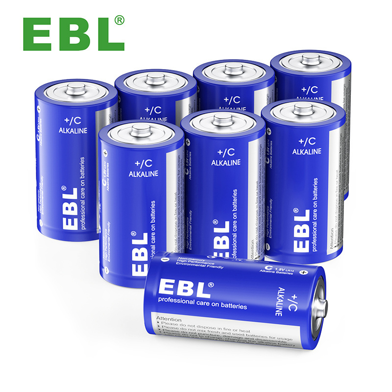 EBL New Design Deep Cycle lr14 8000mAh 1.5V Alkaline C Dry Batteries