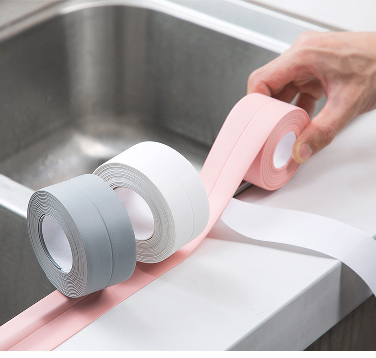 Mildew Resistant Sticker PVC Waterproof Caulking Strip Silicone Caulk Tape For Bathroom Sink Toilet Sealing