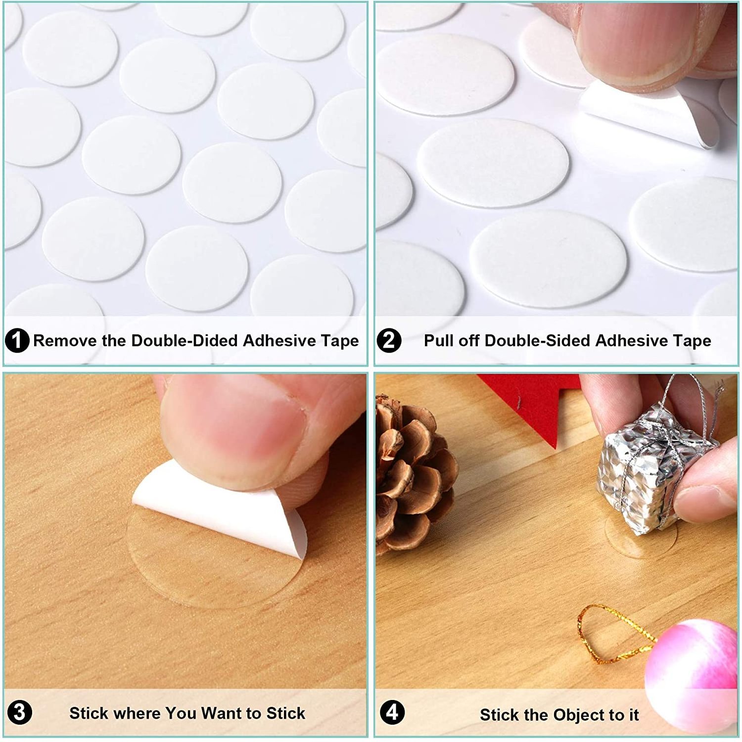 20mm Adhesive Sticky Tack Double Sided Removable Dots Clear Round Reusable Mounting Stickers Transparent Tacky Circle Glue Tape