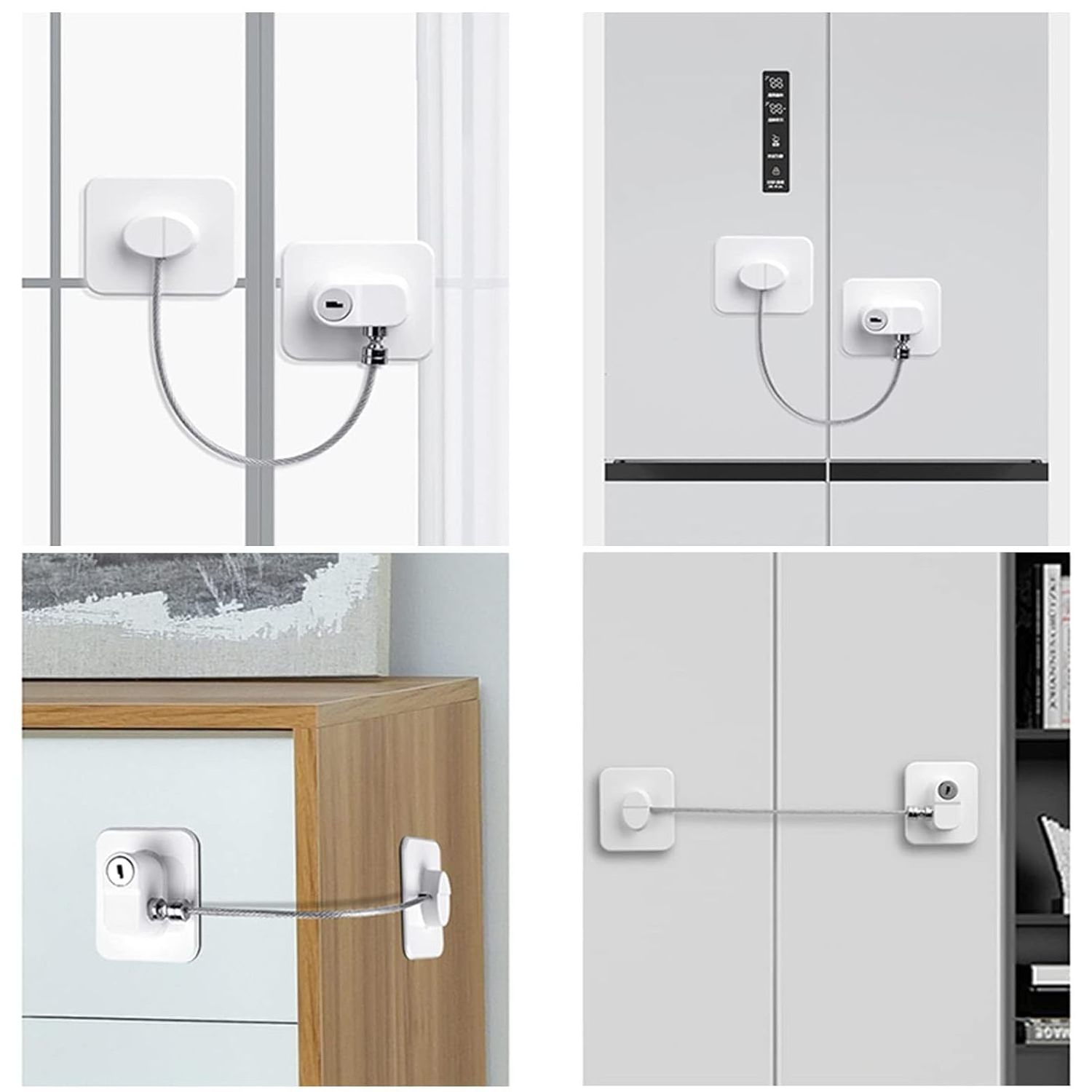 Fridge Lock Refrigerator Lock with Keys for Fridge Drawers Dishwasher Toilet and Child Safety Cabinet Locks No Drilling