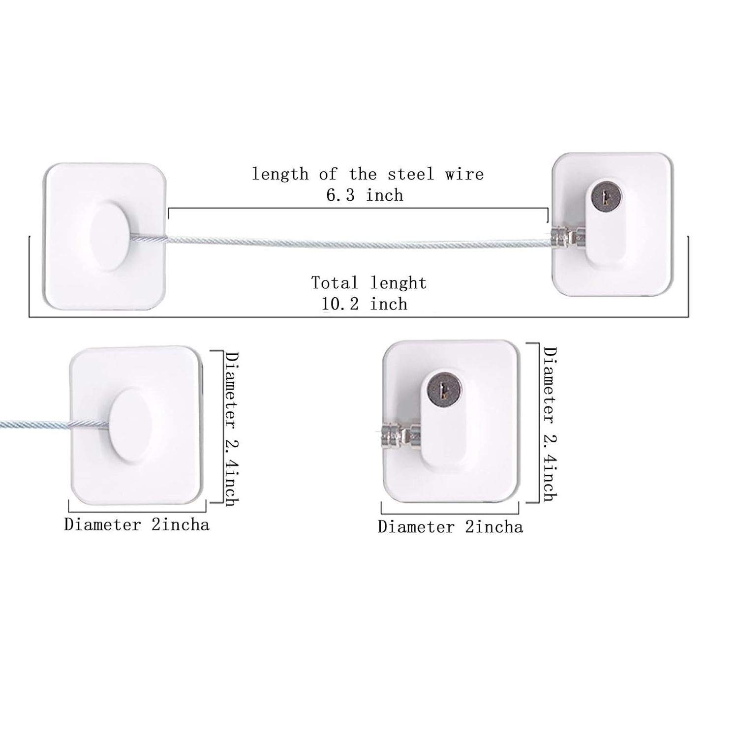 Fridge Lock Refrigerator Lock with Keys for Fridge Drawers Dishwasher Toilet and Child Safety Cabinet Locks No Drilling