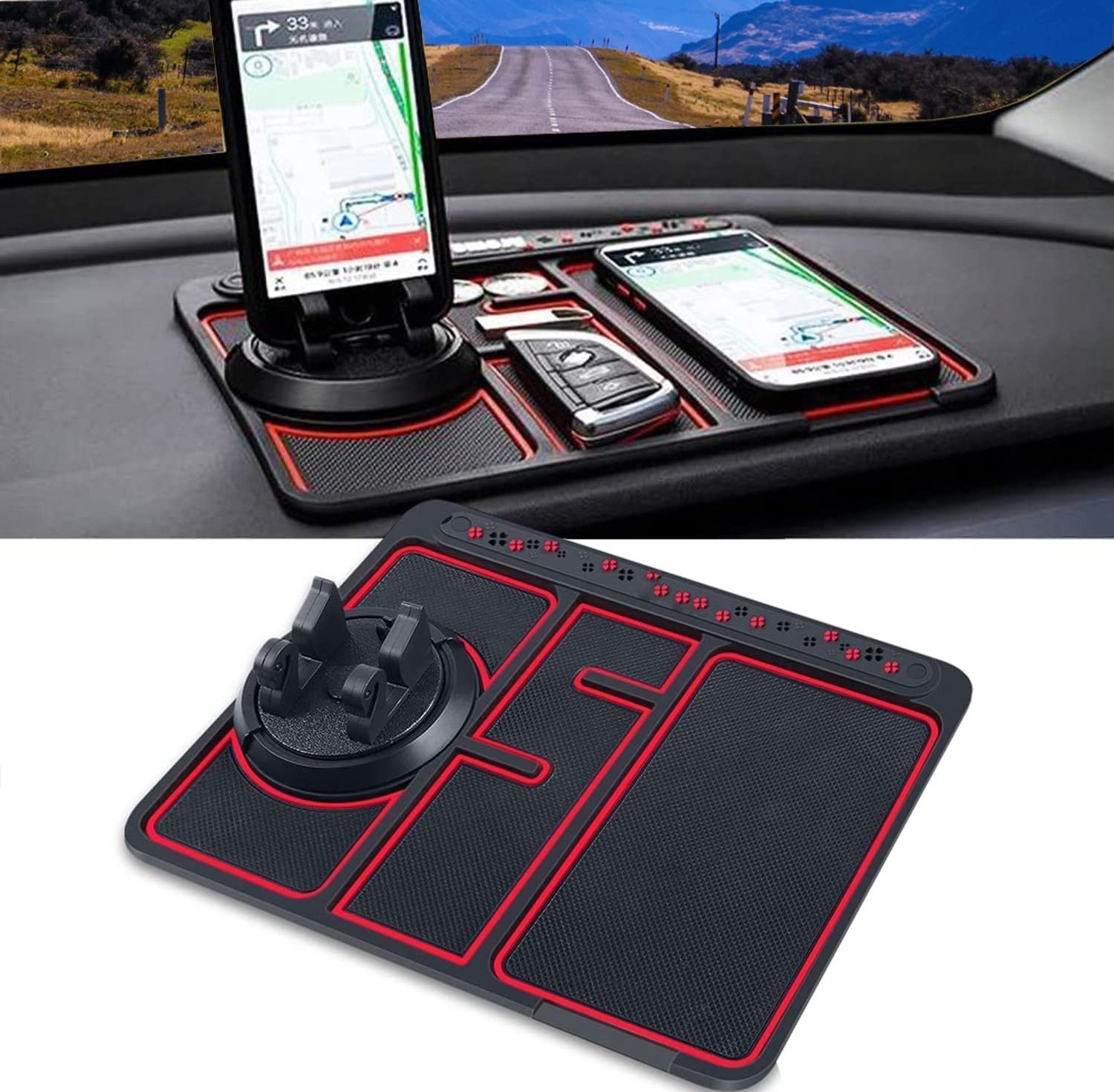 Multi-Function 4 In 1 Washable Storage Phone Holder Car Dashboard GPS Holder Non-Slip Phone Pad Mat