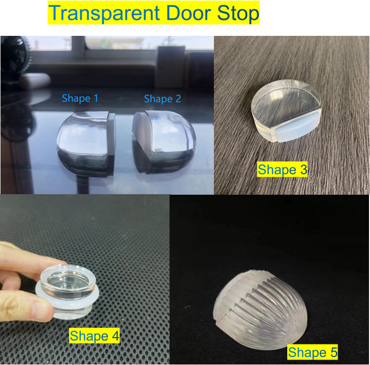 Transparent and Black Silicone Door Stops Baby Safety Door Stopper Rubber Wall Protector Hemisphere Acrylic Floor Stop