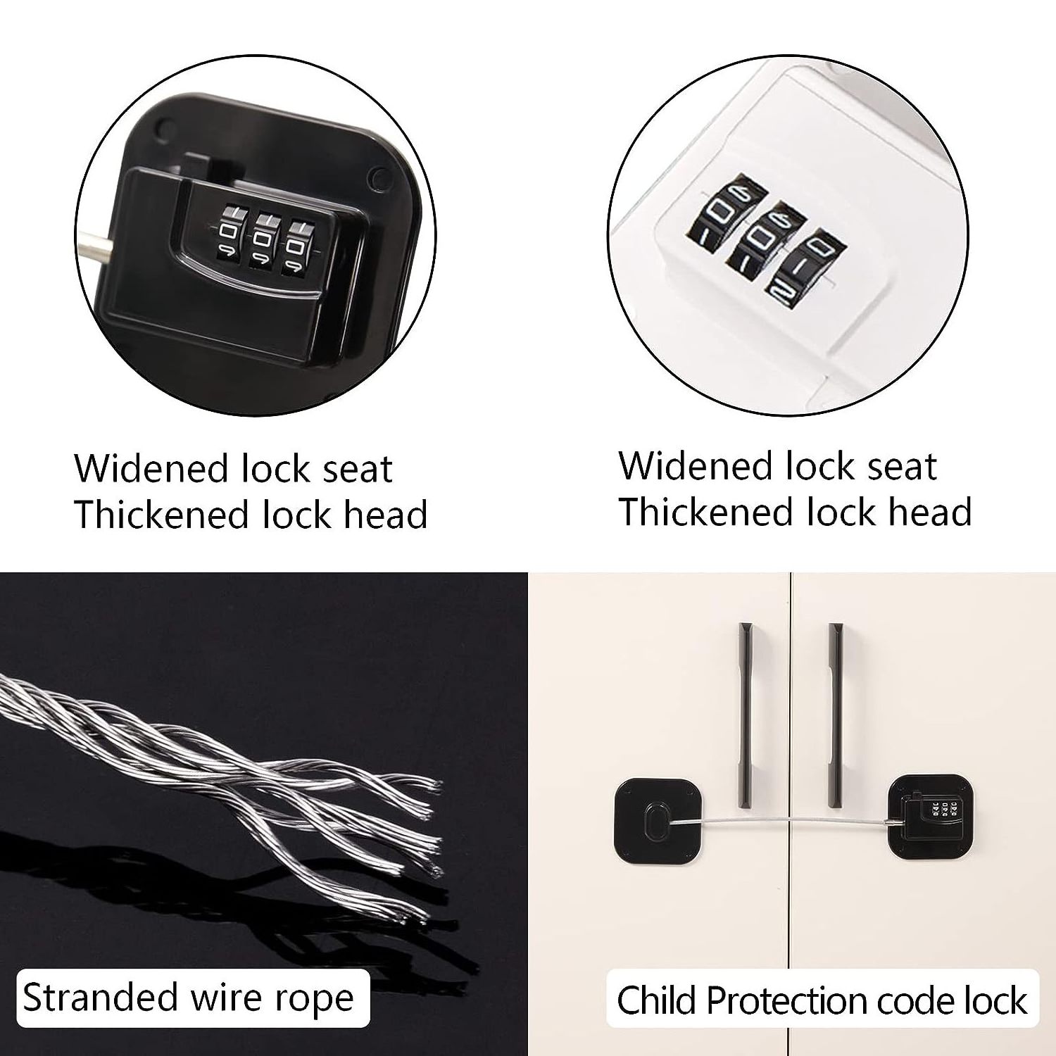 Refrigerator Lock Heavy Duty Combination Fridge Lock Child/Baby Proofing Lock for Cabinets Closets Drawers Window