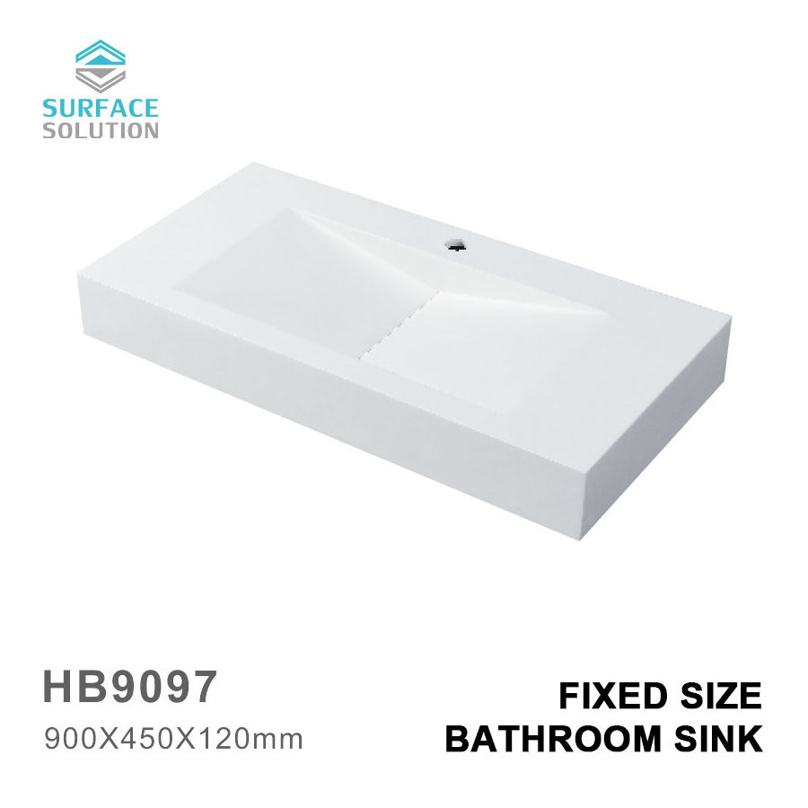 China Modern Artificial Stone Acrylic Resin Hand Wash Basin Wall Hung Mounted Solid Surface Corians Bathroom Sinks