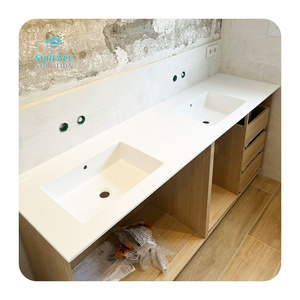 China ShenZhen Pure color white acrylic corian solid surface sheet bathroom vanity double sink