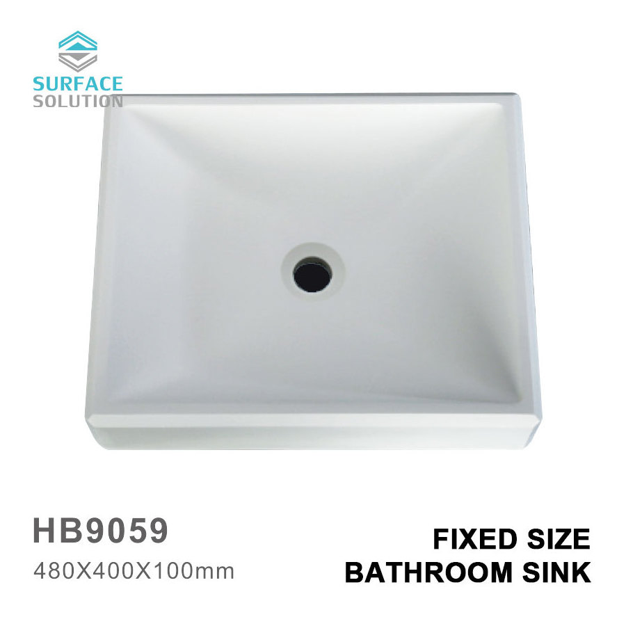 China Modern Artificial Stone Acrylic Resin Hand Wash Basin Wall Hung Mounted Solid Surface Corians Bathroom Sinks