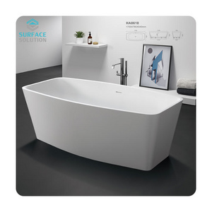 Customized size artificial stone free standing resin bathroom bath tub freestanding white acrylic solid surface bathtub