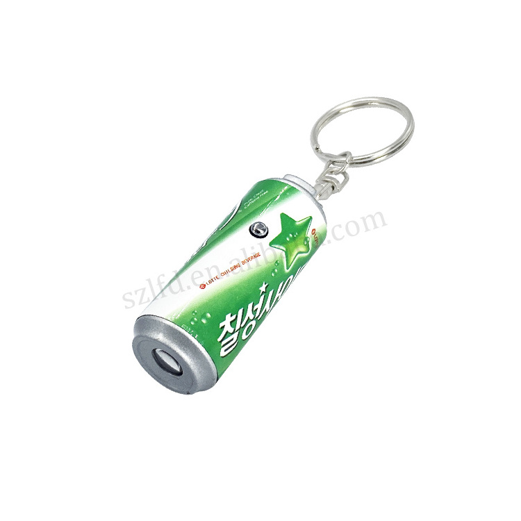 kids mini cartoon flashlight projector torch company logo advertising keychain Cola Can shape keyring