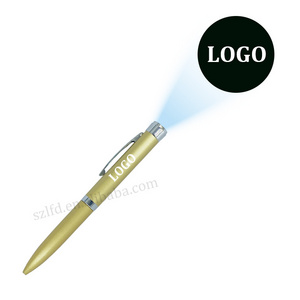 Promotional custom logo  ball pen LED Glowing RGB Flashing torch pens flashlight ballpen projection image point pen