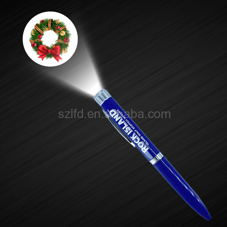 Promotional custom logo  ball pen LED Glowing RGB Flashing torch pens flashlight ballpen projection image point pen