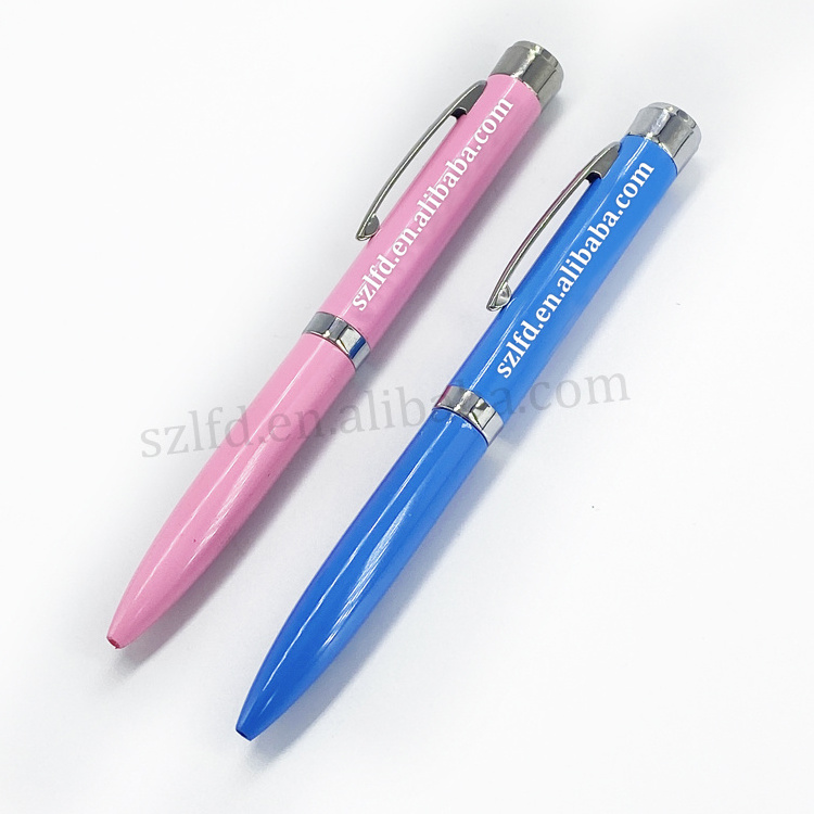 Promotional custom logo  ball pen LED Glowing RGB Flashing torch pens flashlight ballpen projection image point pen