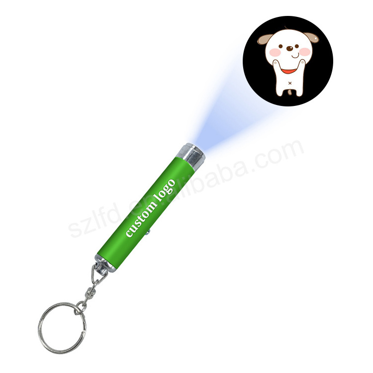 2022 Hot sale Custom logo keychain for promotion LED Projector flashlight key chain Laser logo keyring